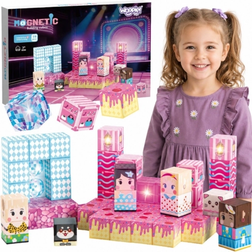 Cubes de construction magnétiques Woopie – scène – 59 pièces