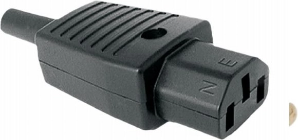 Prise secteur noire femelle avec protection anti-pliure
