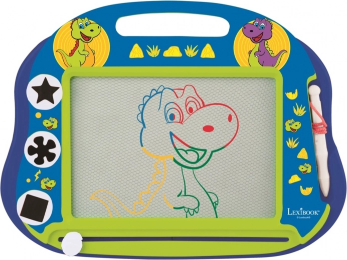 tablette à dessin magnétique multicolore dinosaure A5 avec tampons et stylet
