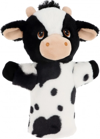 Keeleco Vache - marionnette à main en peluche éco 27 cm