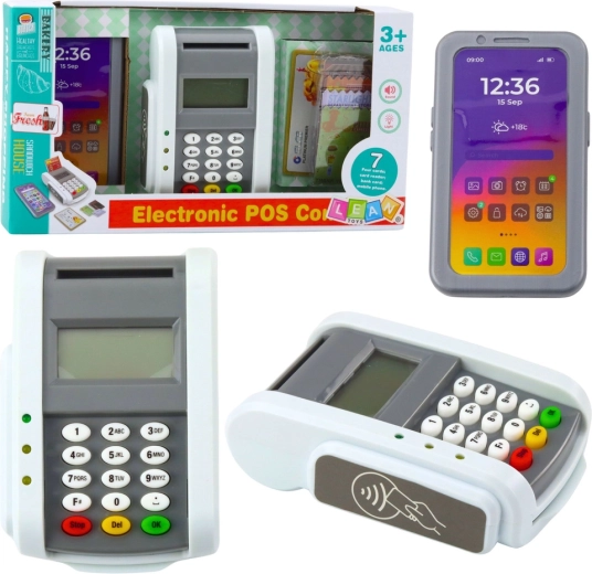 Terminal de paiement pour enfants avec téléphone et carte, avec lumières et sons