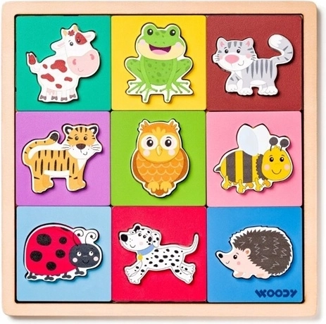 Puzzle en bois multicouche Woody avec des animaux