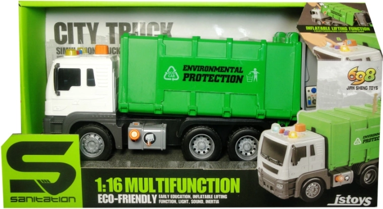 Voiture – camion-benne à ordures électrique avec lumières et sons