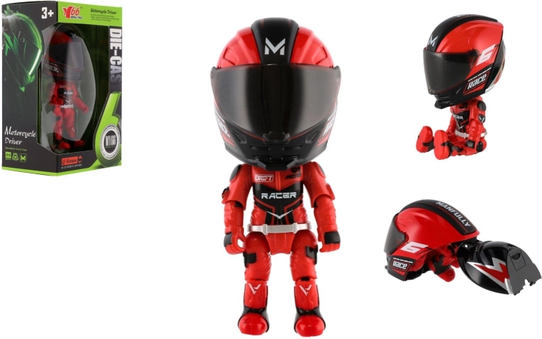 Figurine articulée de motard 12 cm avec casque amovible