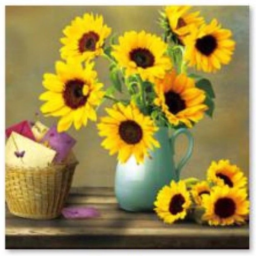 Mosaïque diamant (diamond painting) bouquet de tournesols 30 × 30 cm