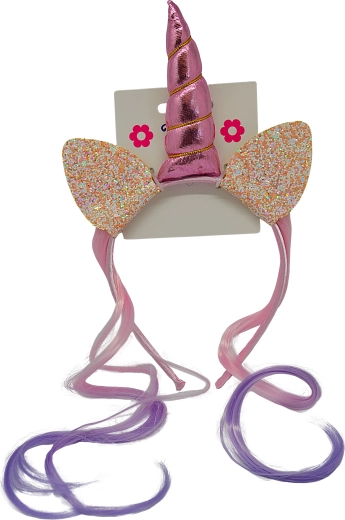 Serre-tête licorne avec mèche colorée pour enfants