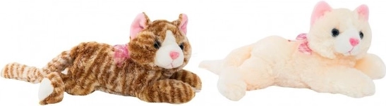 Chat couché en peluche 30 cm avec son, 2 couleurs, 0+