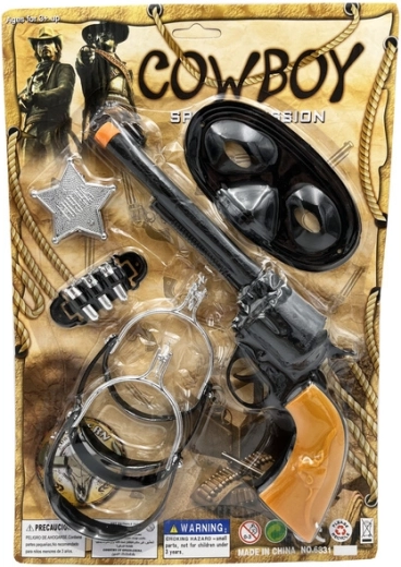 Set de cow-boy pour enfants – revolver, étui et insigne de shérif