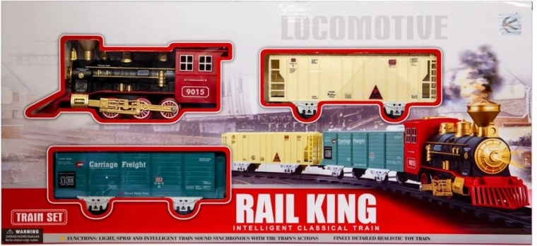 Train à piles avec son, lumière et vapeur, ensemble de 12 pièces