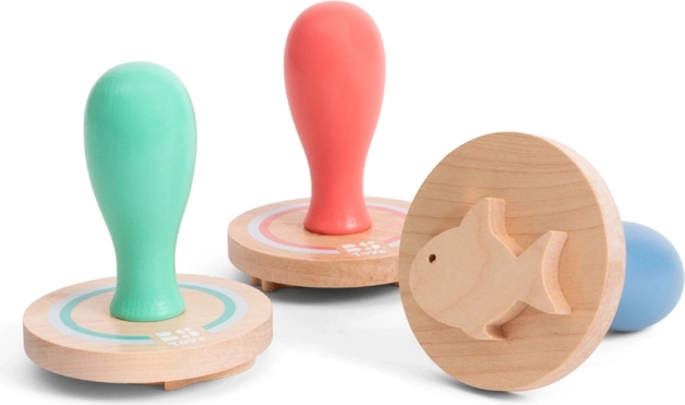 Tampons en bois pour le sable avec motifs marins - 3 pièces