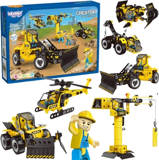 Woopie kit de construction véhicules de police 6 en 1 STEAM