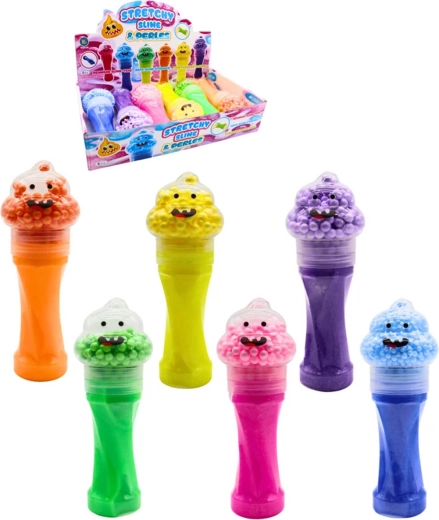 Slime pailleté dans un tube avec bouchon en forme de crotte avec perles - 1 pièce