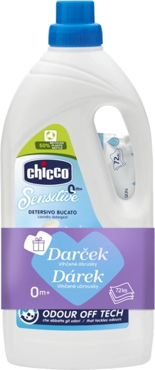 Chicco gel de lessive Baby Sensitive 1,5 l + lingettes humides 72 pcs gratuites