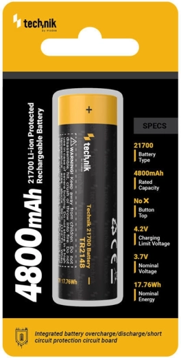 Batterie rechargeable Li-Ion Technik 21700 4800 mAh 3,7 V avec protection