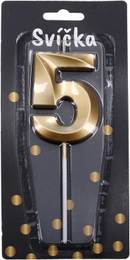 Bougie de fête numéro 5 dorée