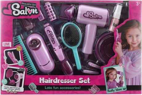 Coffret beauté pour petites coiffeuses avec sèche-cheveux et fer à friser