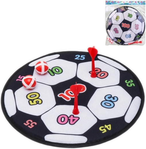 Cible en tissu à scratch avec motif de football, fléchettes et balles
