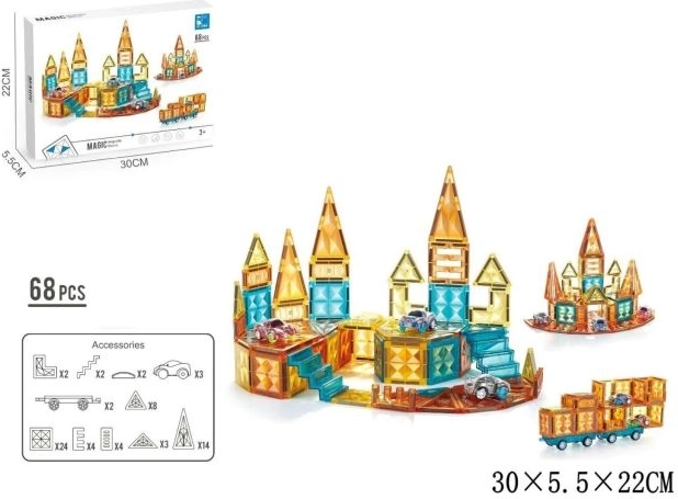 Jeu de construction magnétique de 68 pièces