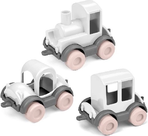Wader Kids Cars Trio barbe à papa rose – set de 3 petites voitures