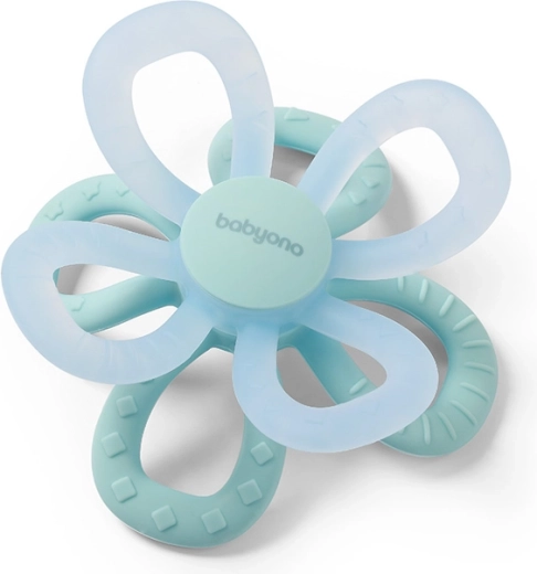 Anneau de dentition en silicone Babyono Flower bleu