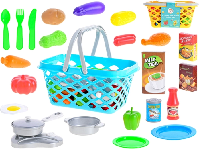 Set de cuisine pour enfants avec panier et accessoires (24 pièces)