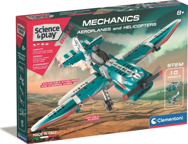 Clementoni Science & Play laboratoire mécanique – avions et hélicoptères 10 en 1