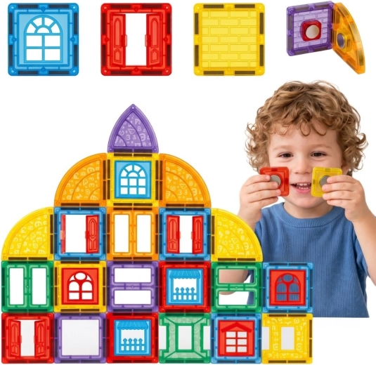 Jeu de construction magnétique 3D Woopie – château, 100 pièces