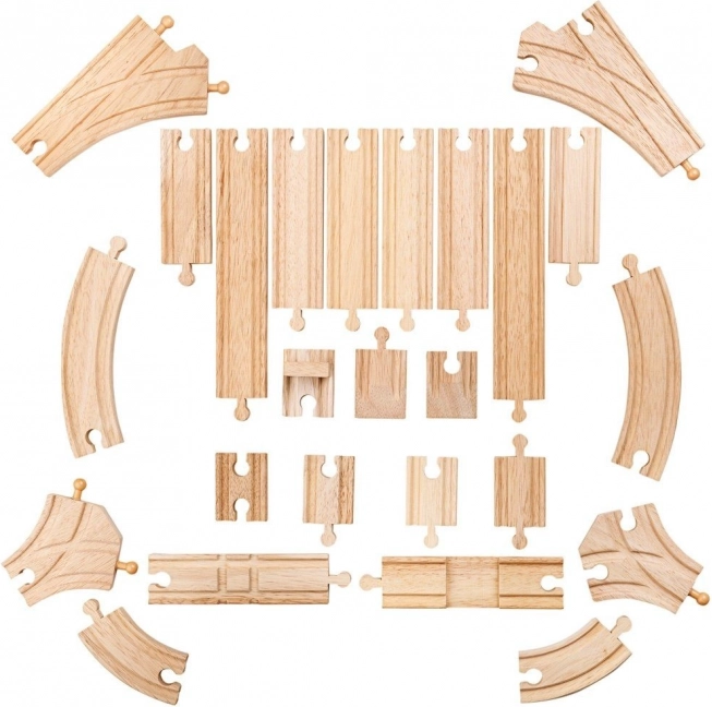 BIGJIGS RAIL rails en bois, ensemble de 25 pièces