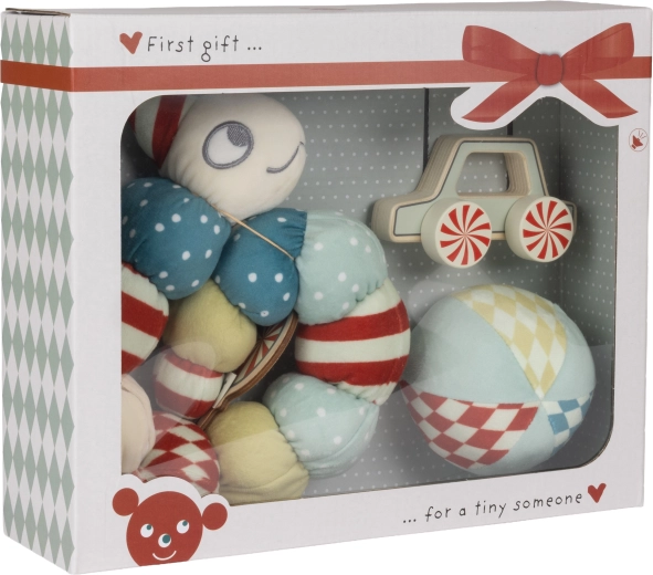 Coffret sensoriel cadeau avec chenille, balle et petite voiture Micki