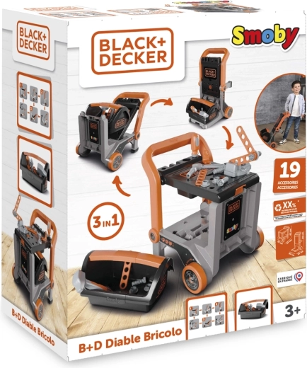 Chariot d’atelier Black+Decker 3-en-1 avec boîte à outils