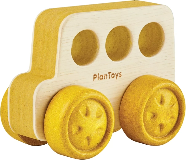 PlanToys petite voiture en bois en forme de bus pour les tout-petits - 1 pièce