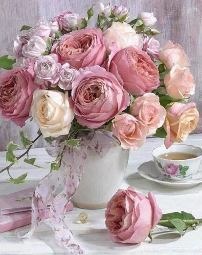 Norimpex Peinture diamant Bouquet de roses 30x40 cm