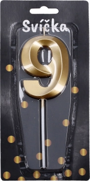 Bougie de fête dorée - numéro 9