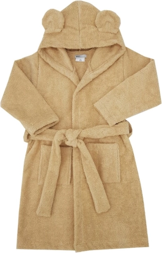 Peignoir enfant EKO en coton avec capuche et petites oreilles, beige (taille 80–86)