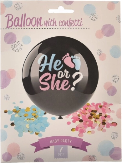 Ballon en latex BOY/GIRL avec confettis 90 cm