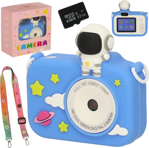 Appareil photo numérique pour enfants, astronaute bleu