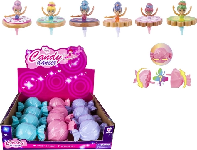 Poupée ballerine qui tourne comme une toupie, en coffret cadeau en forme de bonbon