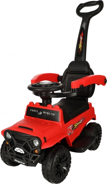 Véhicule tout-terrain avec barre de guidage, lumières et son rouge