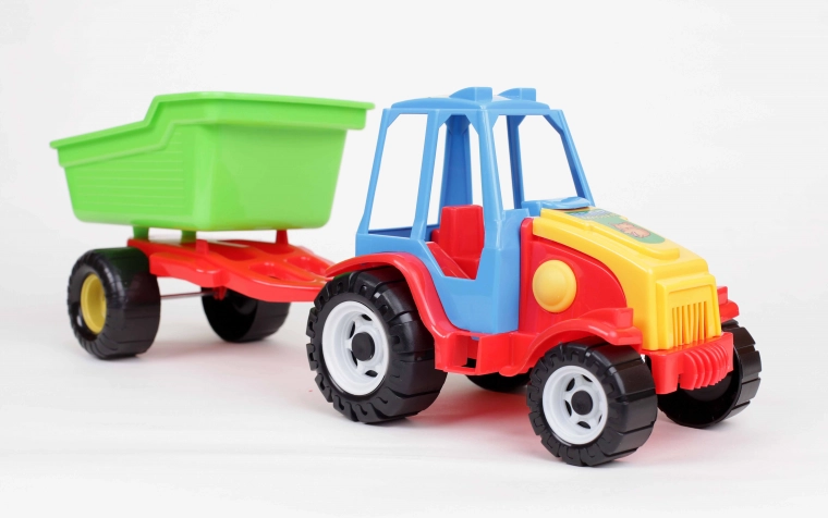 Tracteur en plastique avec remorque basculante pour enfants