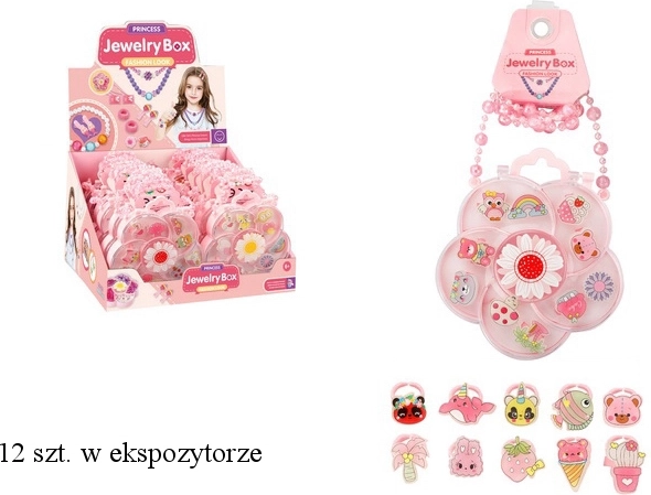 Set de 10 bagues pour enfants dans un étui en forme de fleur