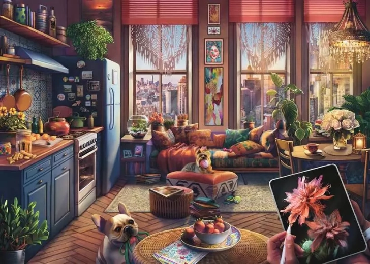 Puzzle Ravensburger appartement style bohème XXL 500 pièces
