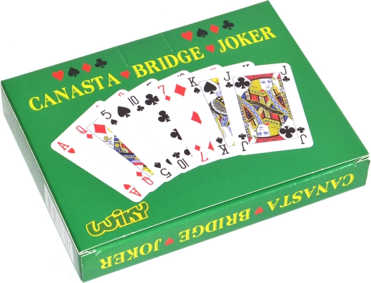 Jeu de cartes pour la Canasta dans une boîte en carton