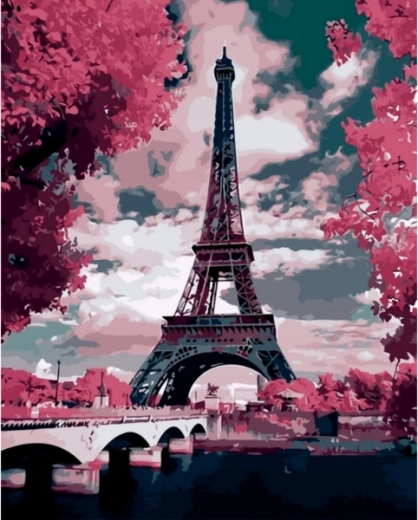 Tableau à peindre par numéros sur châssis 40 × 50 cm Paris – tour Eiffel