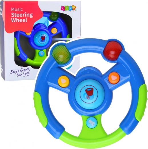 Volant interactif pour enfants avec lumières et sons vert-bleu