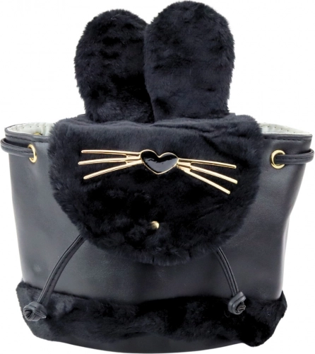 Sac à dos peluche enfant noir avec sangle réglable