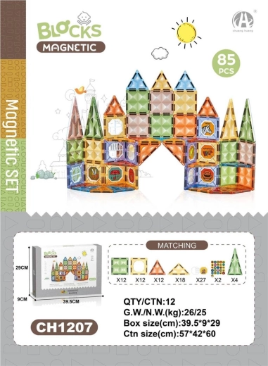 Jeu de construction magnétique 3D – 85 pièces