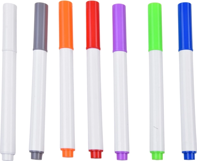 7 feutres colorés + support stable