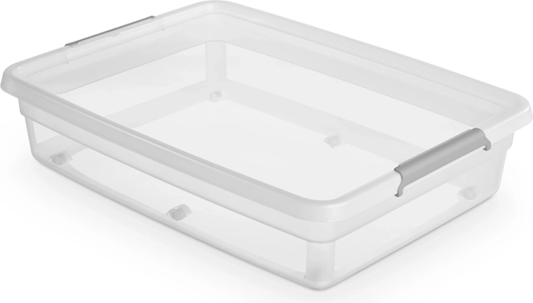 Basestore boîte de rangement mobile avec couvercle et clips 60 l