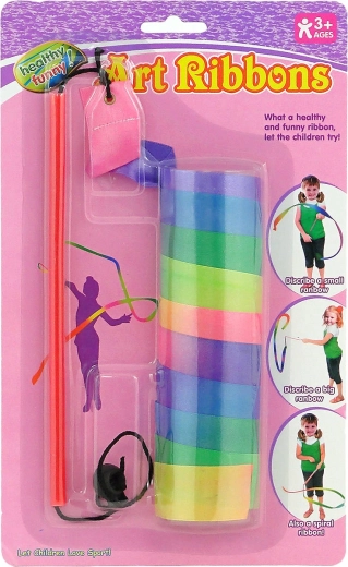 Ruban de gymnastique arc-en-ciel pour enfant avec bâton 121 cm