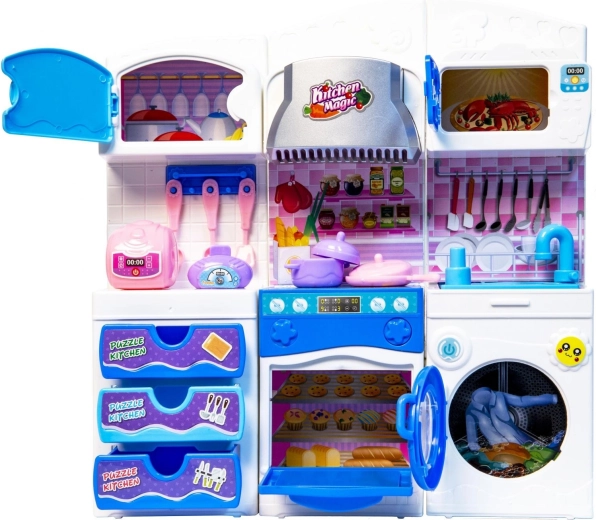 Set de cuisine pour poupées en finition bleue